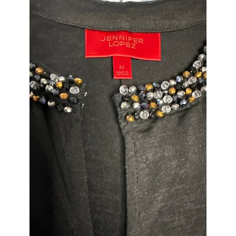 Y2K Jennifer‎ Lopez Black Beaded Cold Shoulder Top,Stunning,whimsy, sexy,keyhole